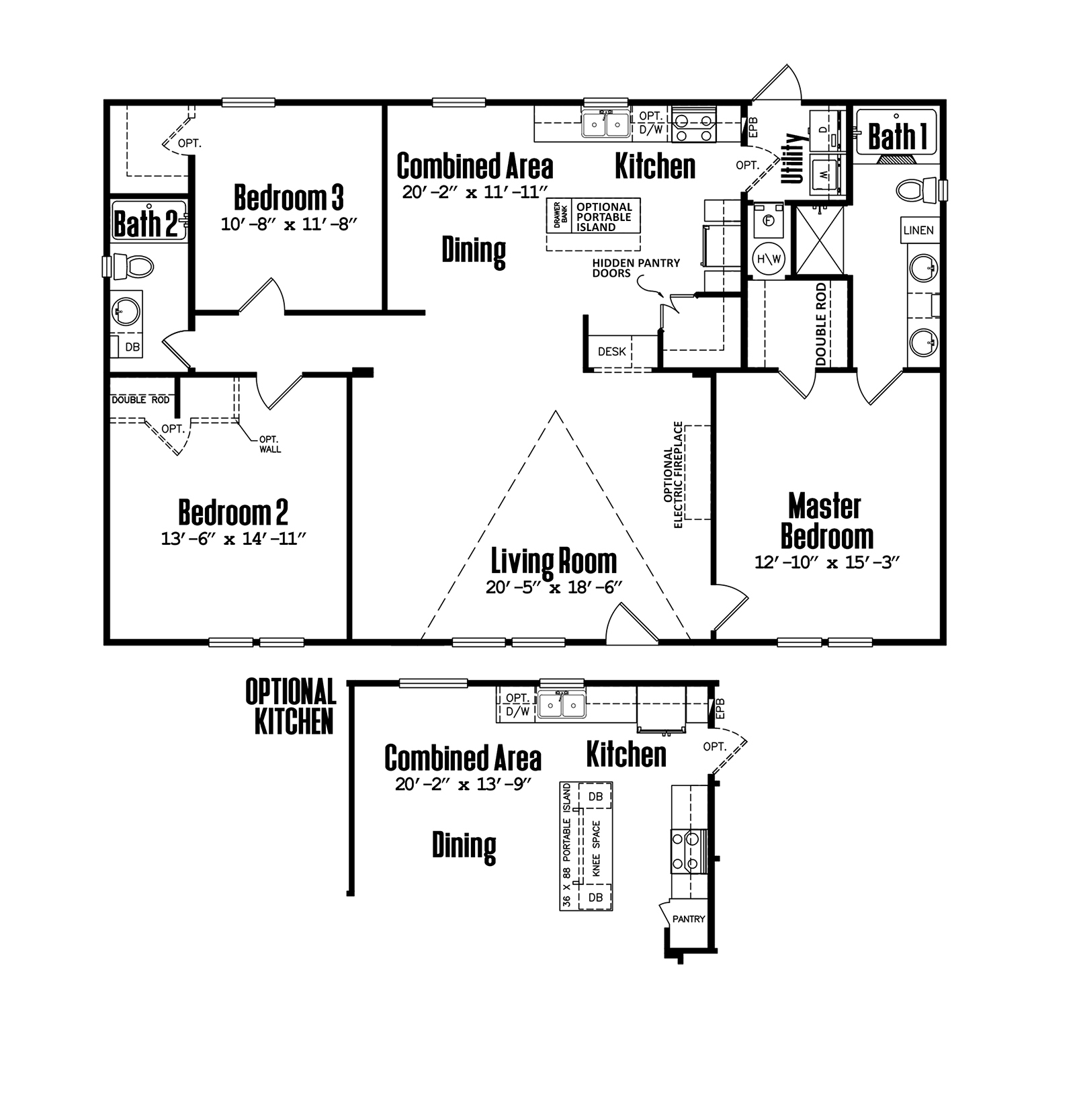 Floorplan of 3 Bedroom home in Fannin County