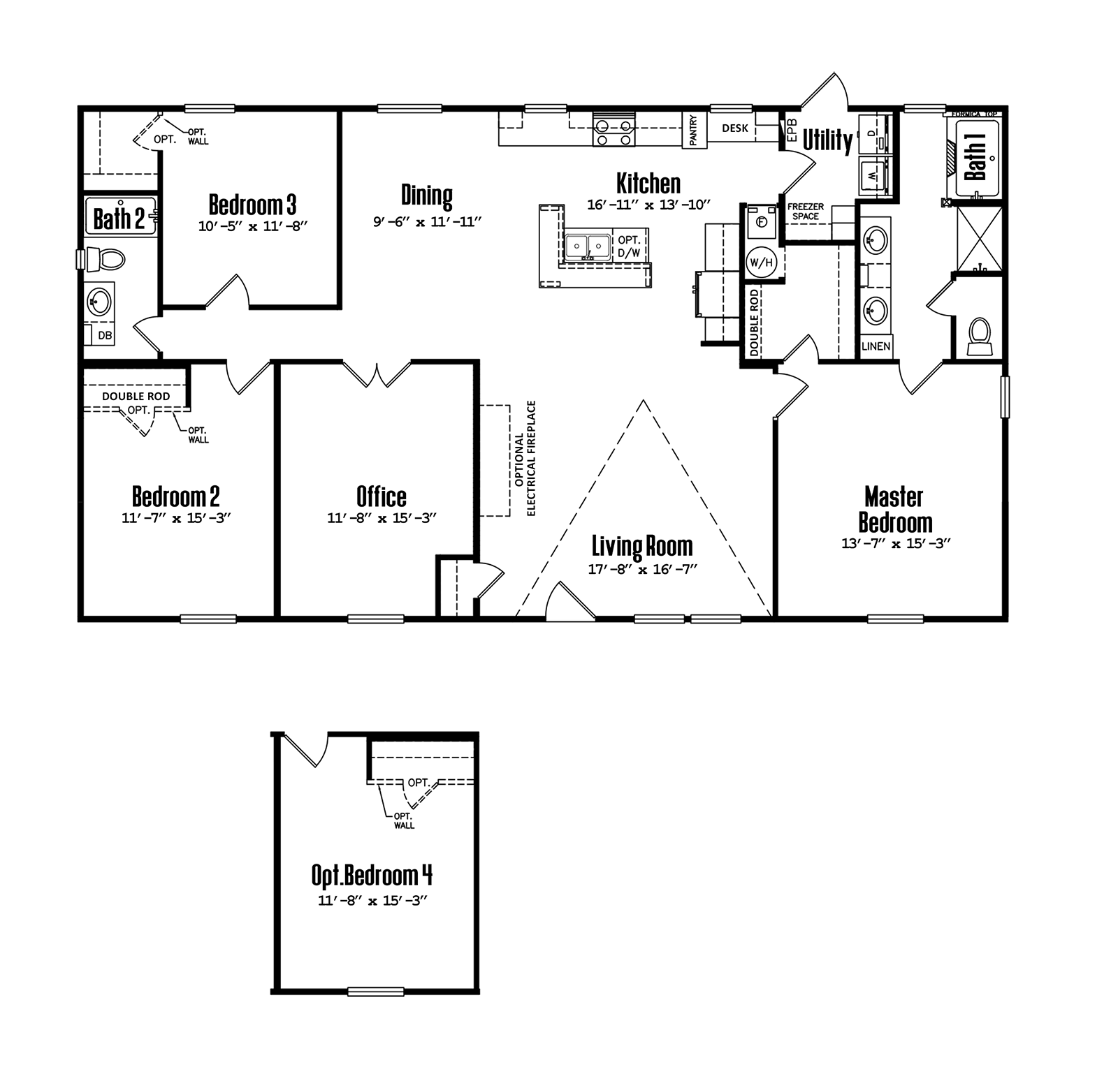 Floorplan of 3 Bedroom home in Fannin County