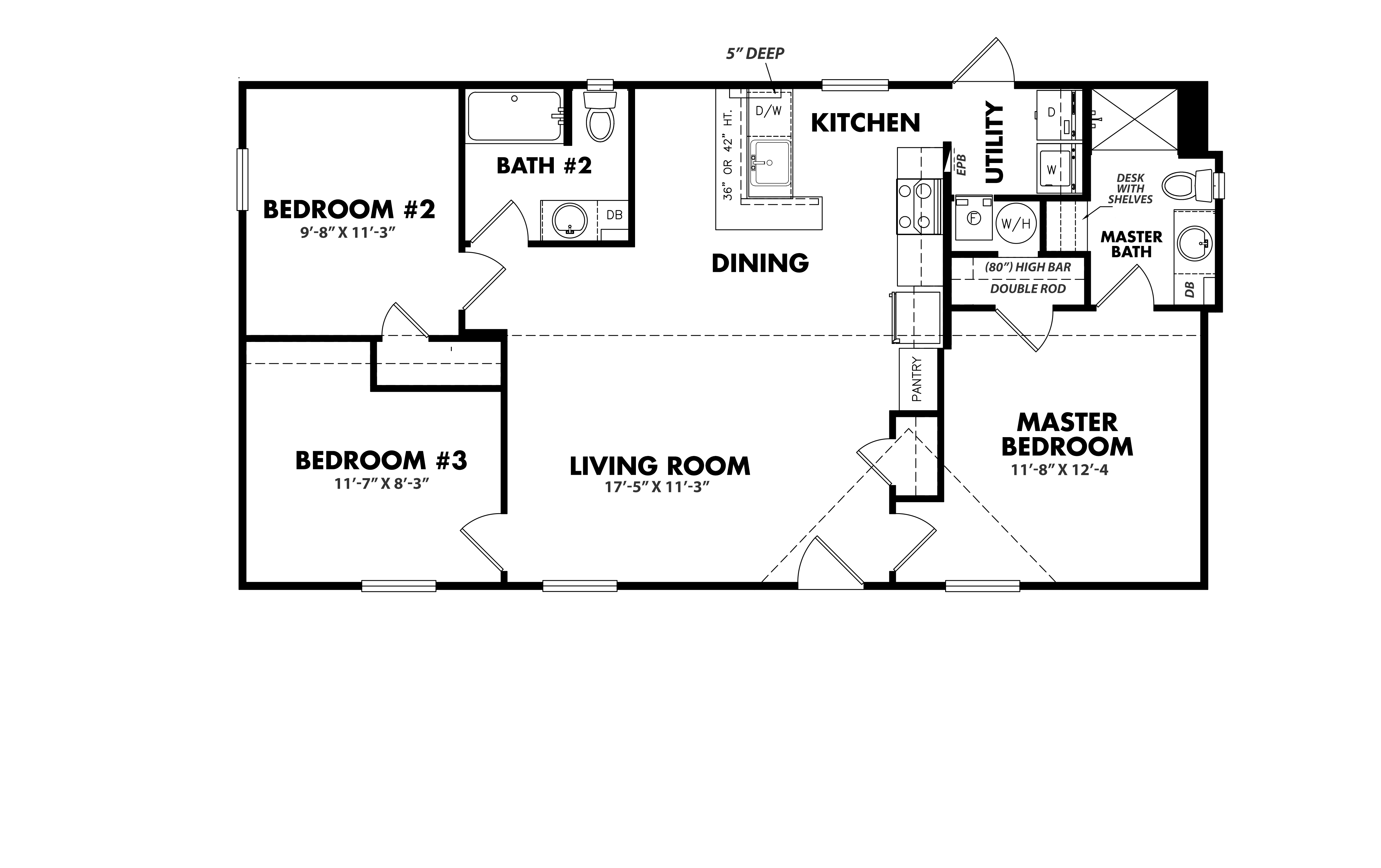 Floorplan of 3 Bedroom home in Fannin County