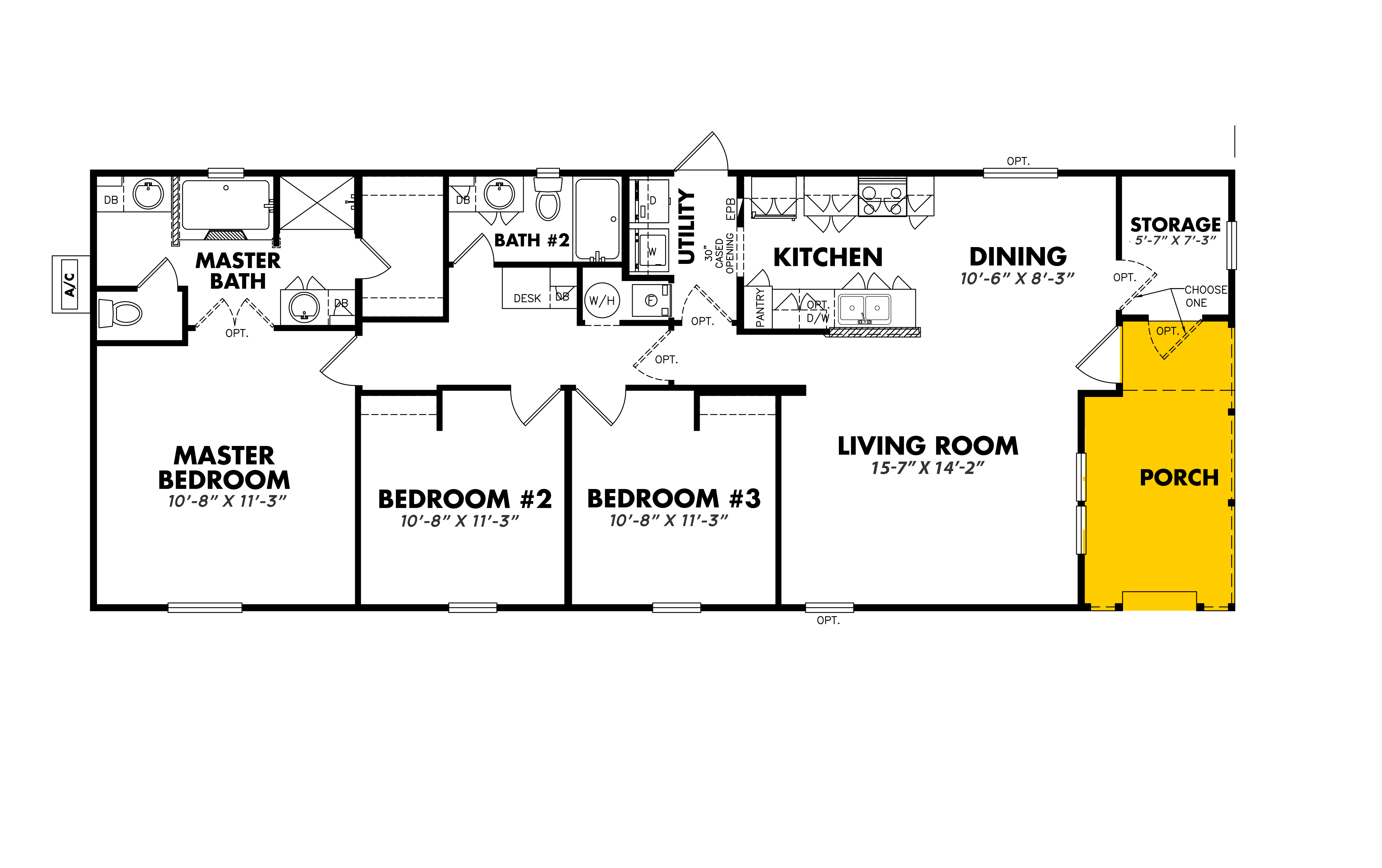 Floorplan of 3 Bedroom home in Fannin County