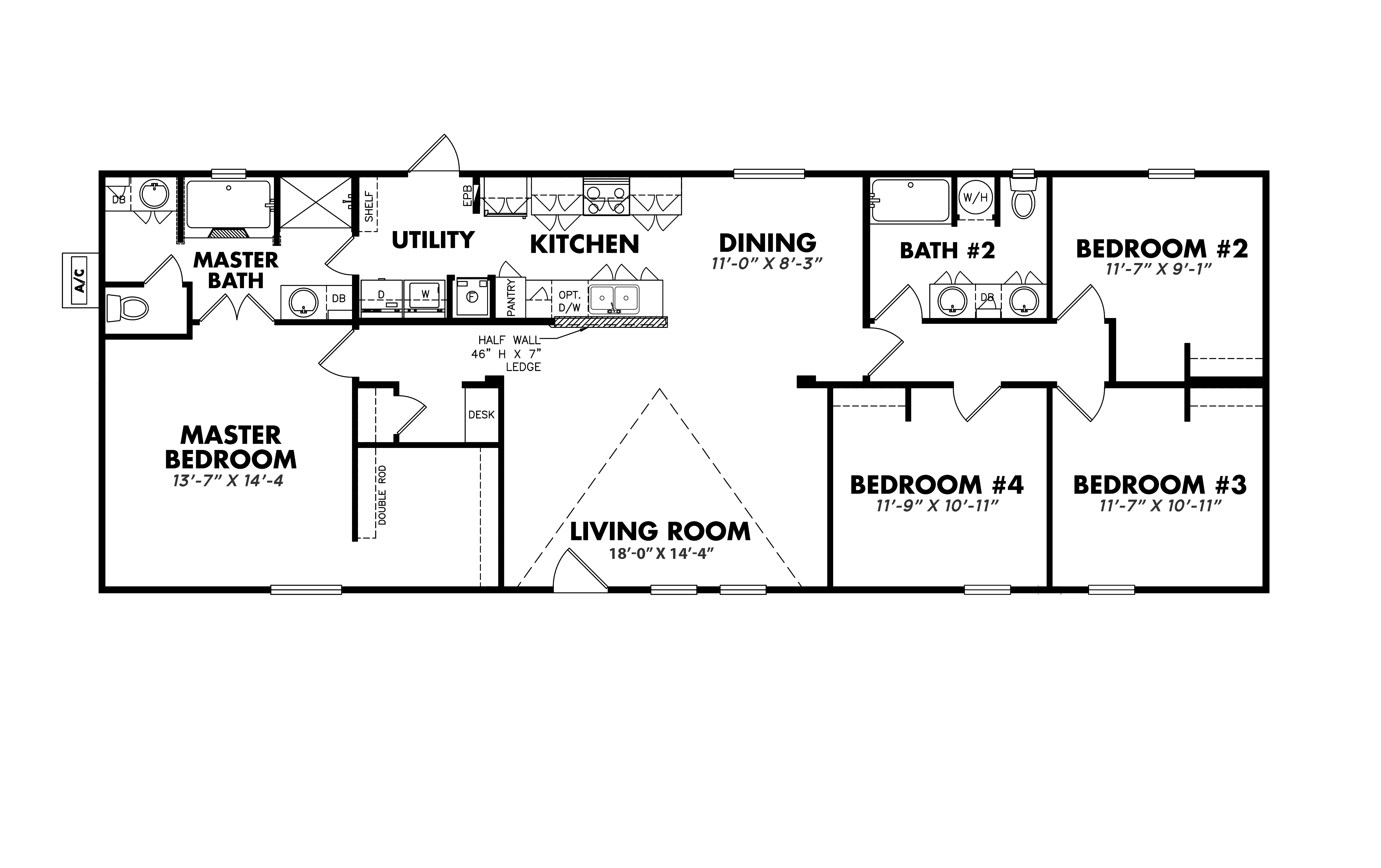 Floorplan of 4 Bedroom home in Fannin County