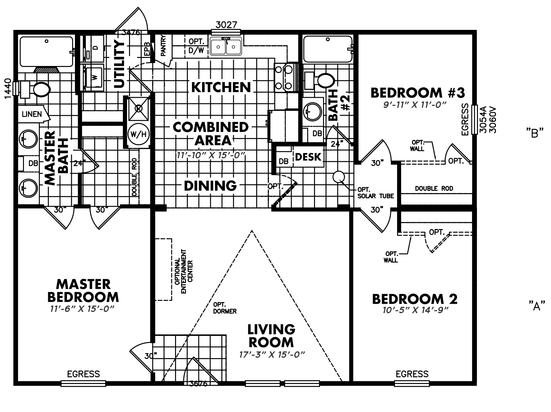 Floorplan of 3 Bedroom home in Fannin County